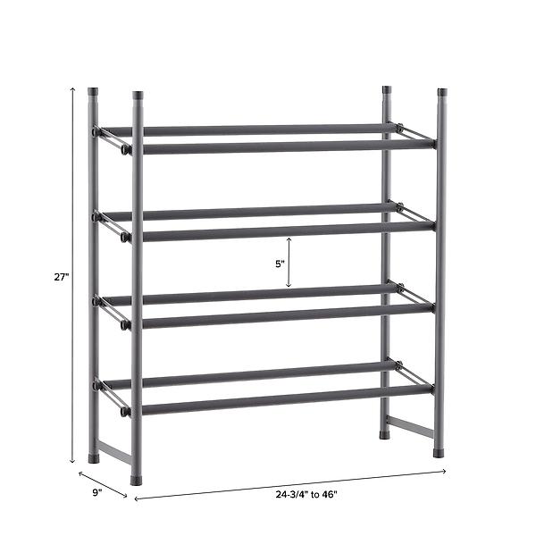 Graphite 4-Tier Expandable Shoe Rack | The Container Store