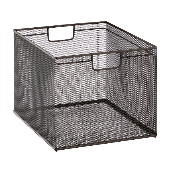Graphite Mesh Stackable File Crate The Container Store