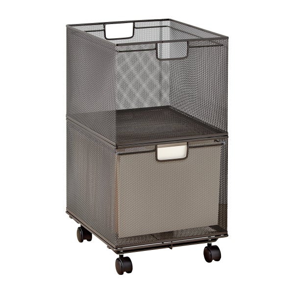 Graphite Mesh Stackable File Crate The Container Store