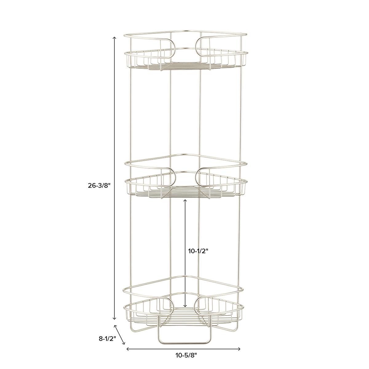 Satin Nickel 3-Tier Corner Bathroom Shelf | The Container Store