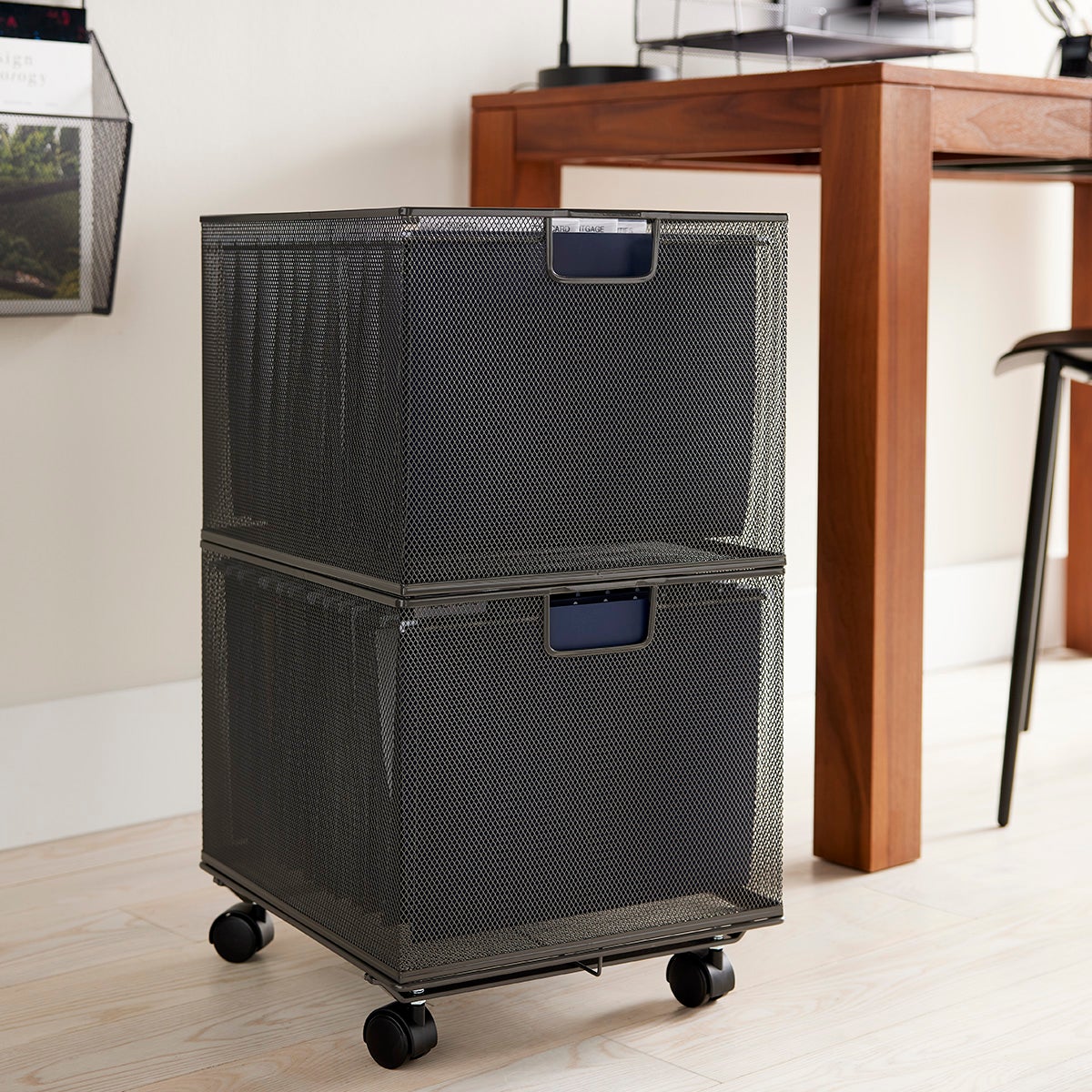 Graphite Mesh Stackable File Crate The Container Store