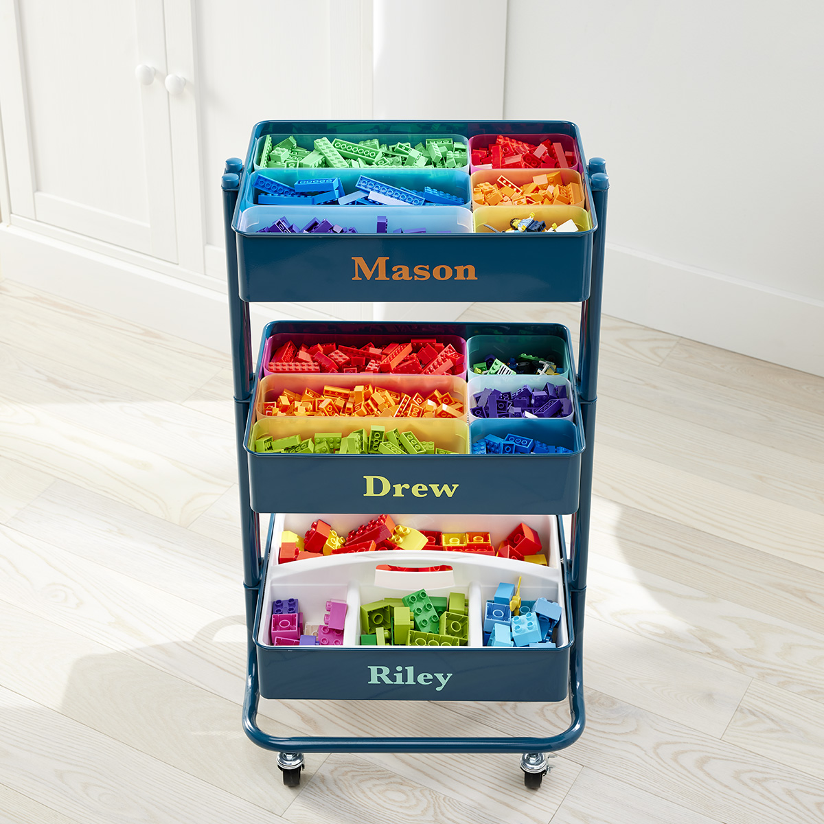 Plastic Storage Cart, Kids Toy Storage Rack, 2/3/4 Tier Cart With