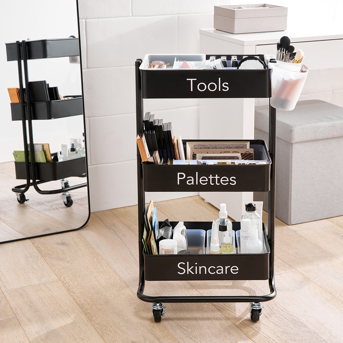 Black 3Tier Cart Makeup Solution The Container Store