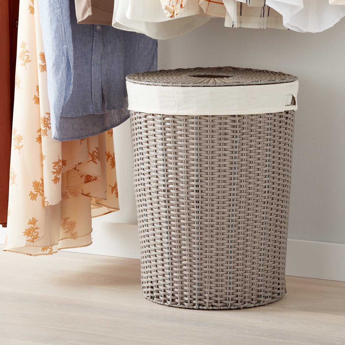 Grey Montauk Round Hamper The Container Store