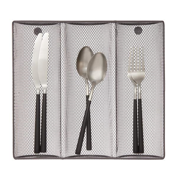 Graphite 3-Section Mesh Cutlery Tray