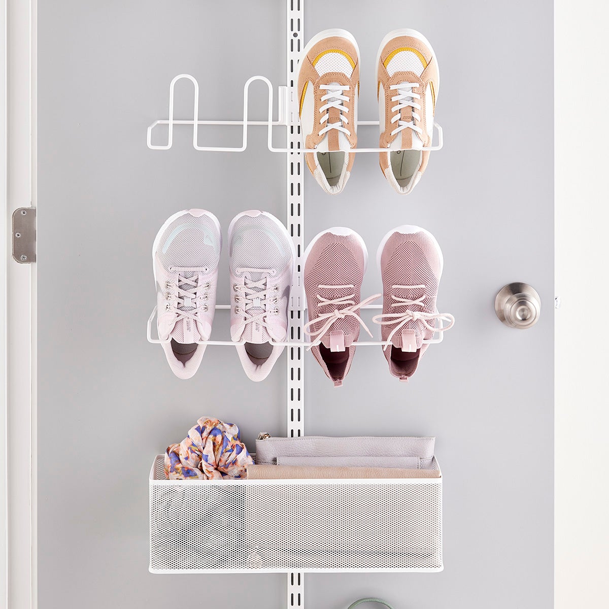 Elfa Utility Shoe Storage Over the Door Rack The Container Store