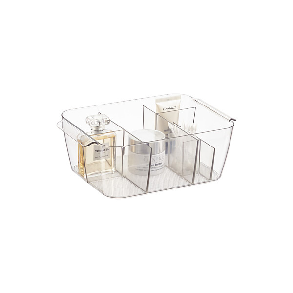 Interdesign Clarity Divided Cosmetic Bin, 3.6 x 10.4 x 7, Clear