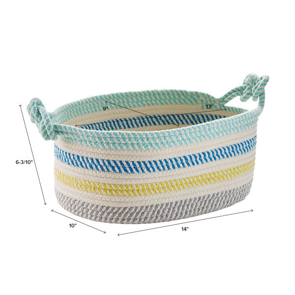 Multicolor Cotton Rope Oval Bin with Handles The Container Store
