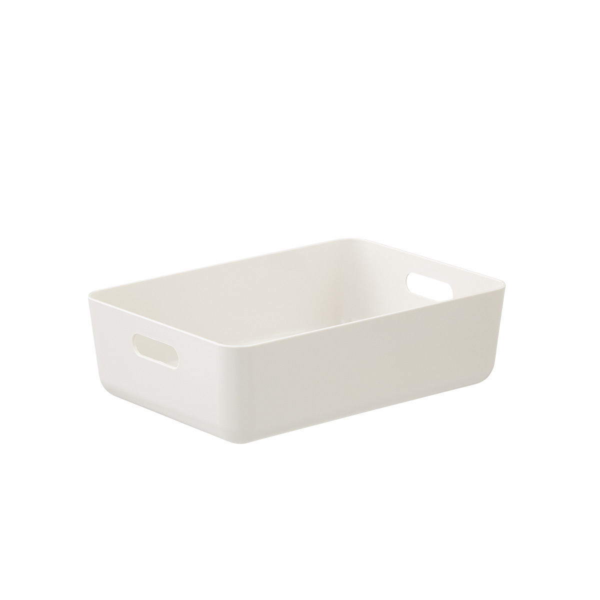 The Container Store Terra Recycled Plastic Medium  Shallow Bin Ecru White