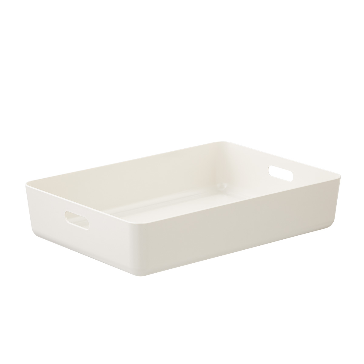 The Container Store Terra Recycled Plastic Large Shallow Bin Ecru White