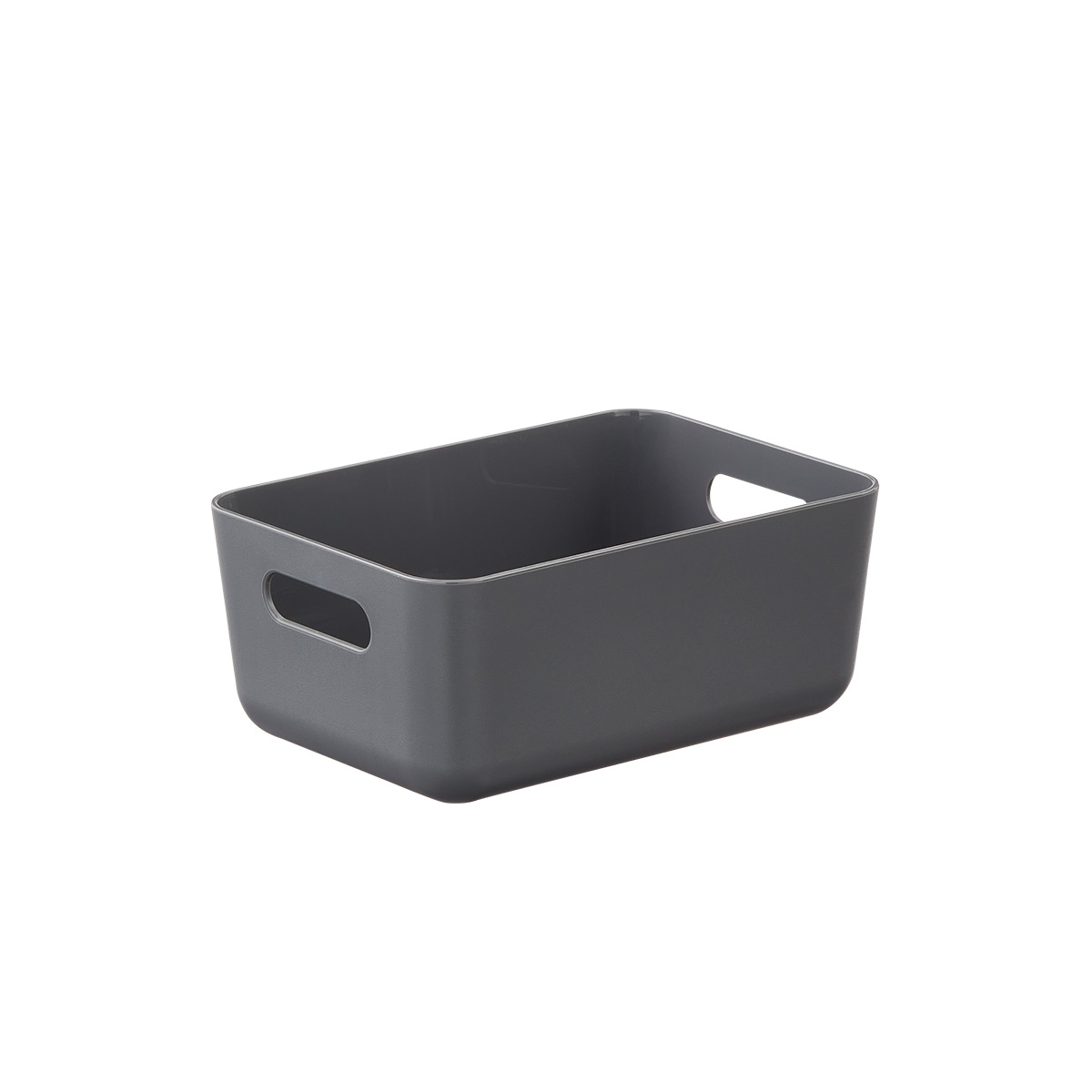 The Container Store Terra Recycled Plastic Small Bin Charcoal Grey