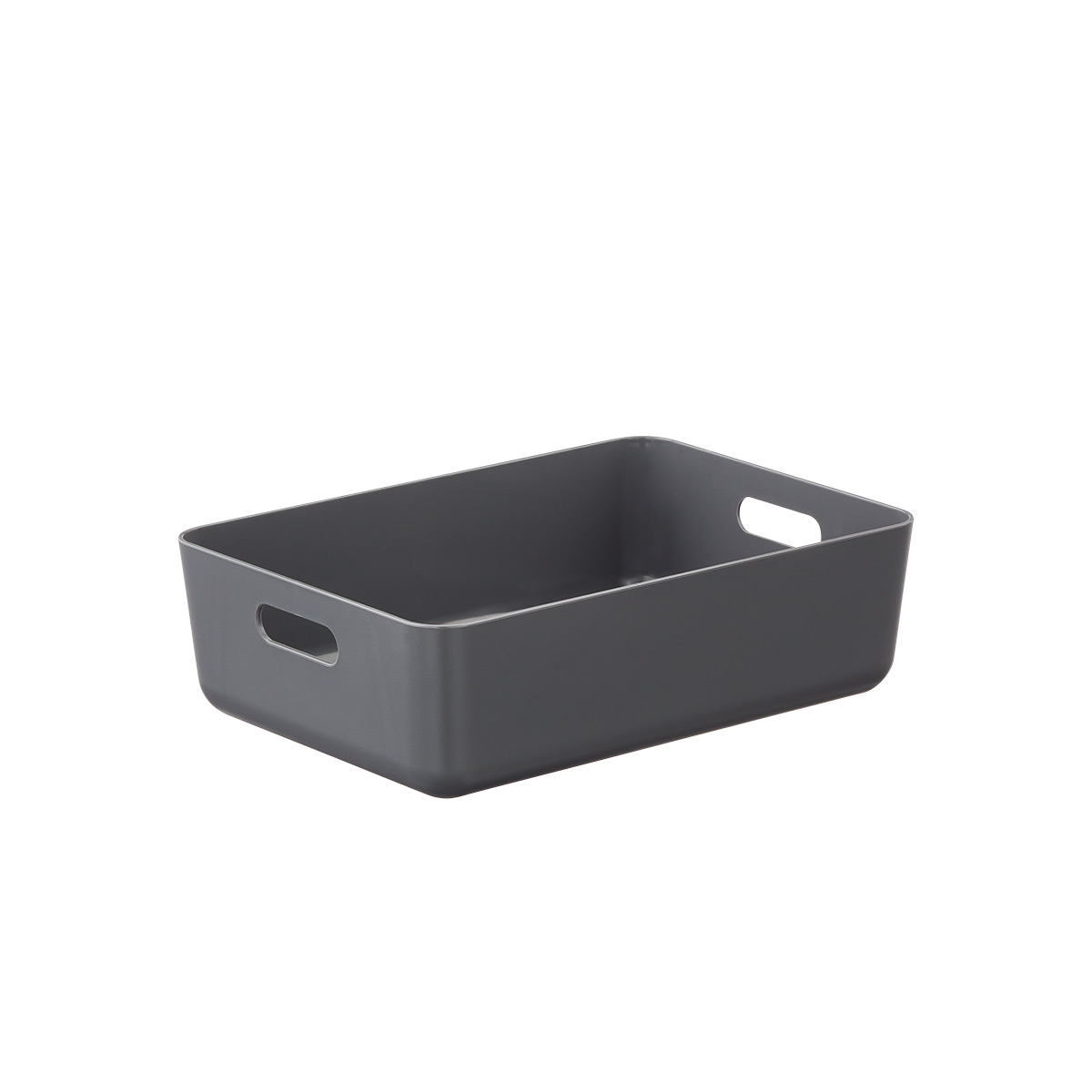 The Container Store Terra Recycled Plastic Medium Shallow Bin Charcoal Grey