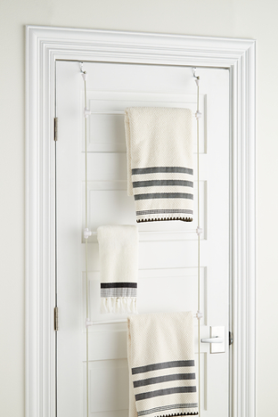 Bathroom Towel Rack Storage Organizer with Shelf Towel Bar Wall Rack+Hook  NEW