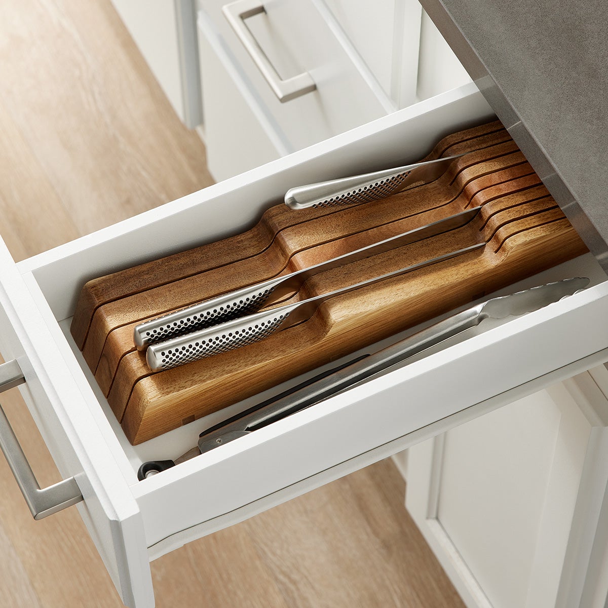 Acacia InDrawer Knife Storage The Container Store
