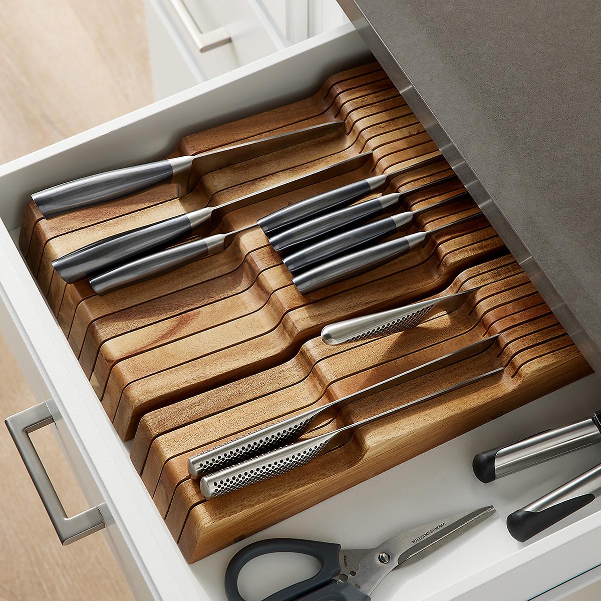 Acacia InDrawer Knife Storage The Container Store