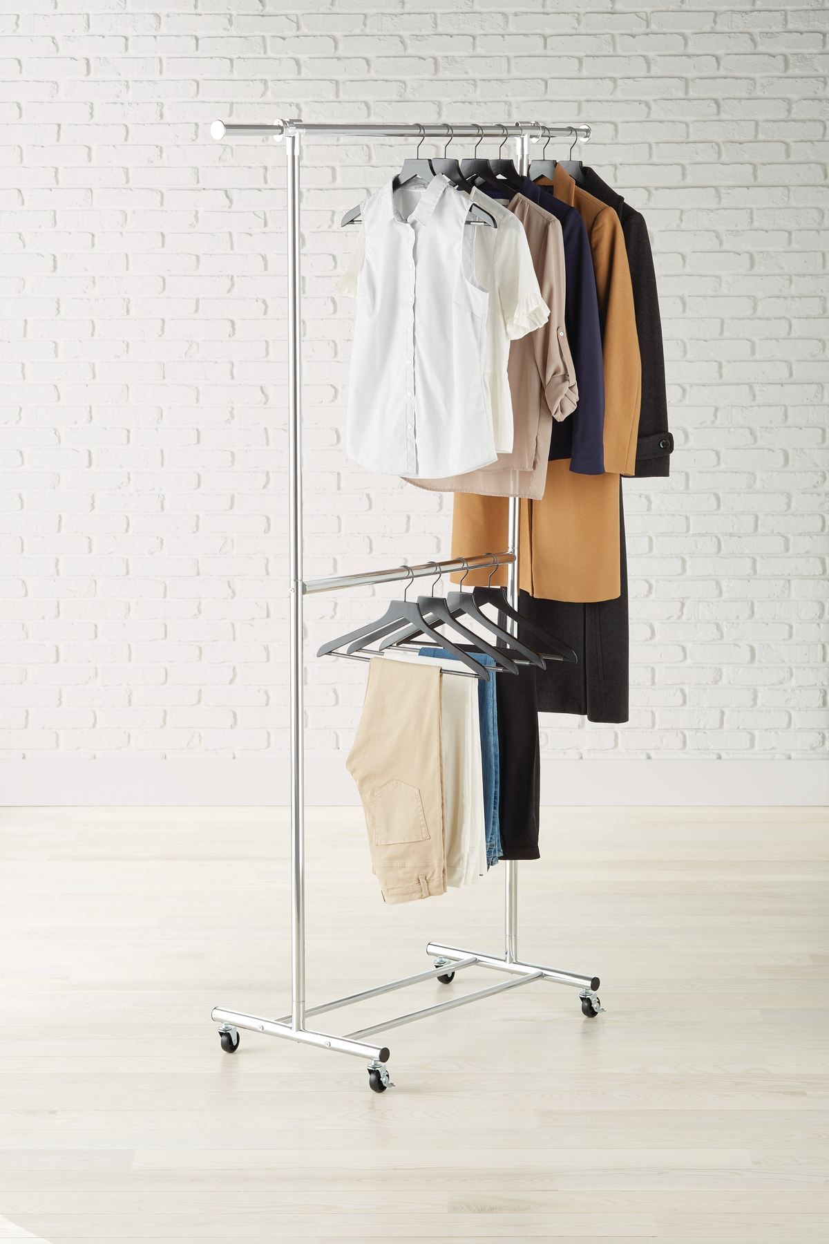 Double Hang Chrome Garment Rack | The Container Store