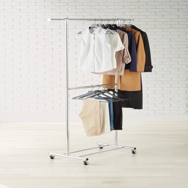 Double Hang Chrome Garment Rack The Container Store