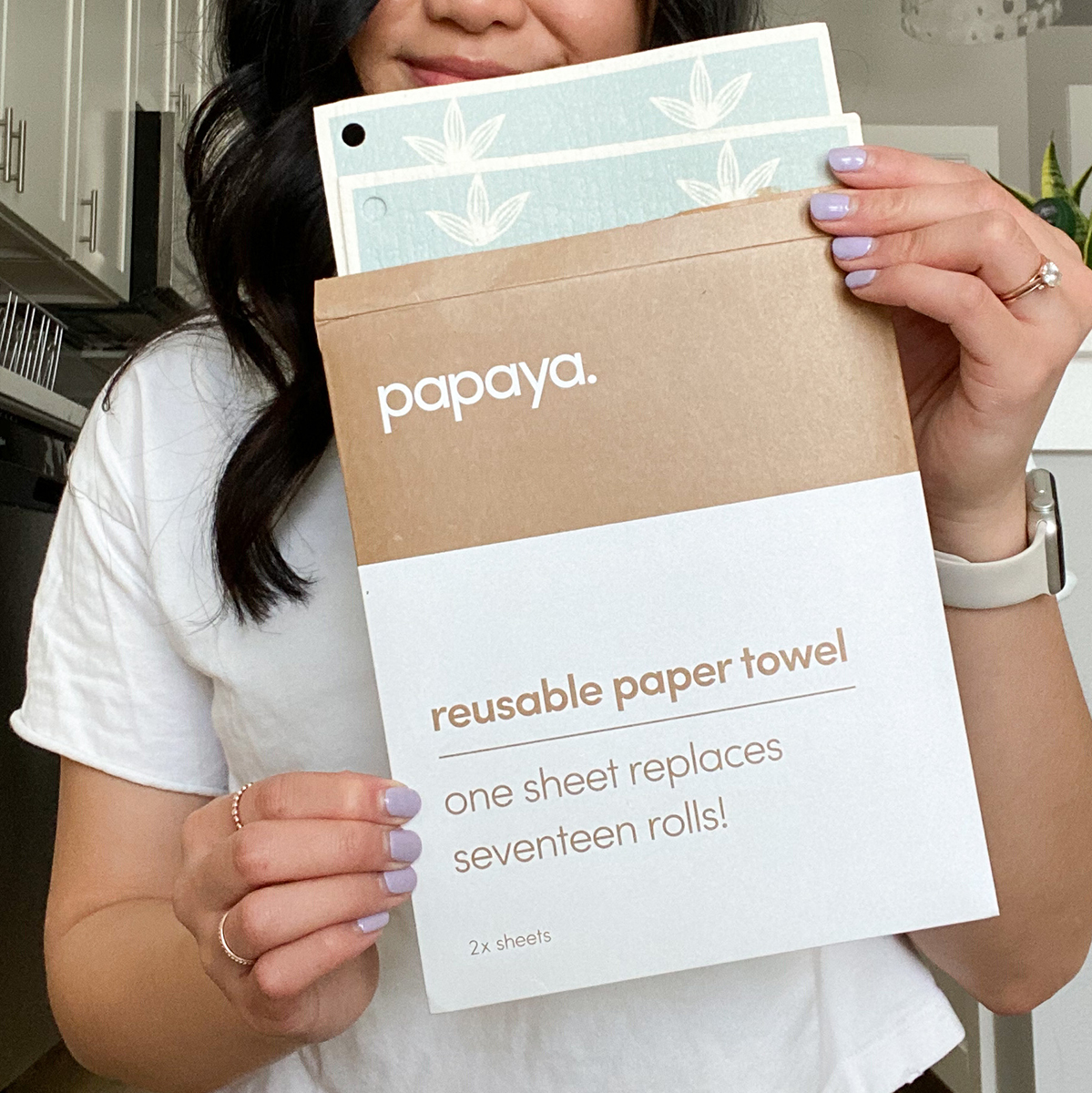 Papaya Reusable Paper Towels Hook The Container Store   10090686 Papaya Reusable Paper Towel 