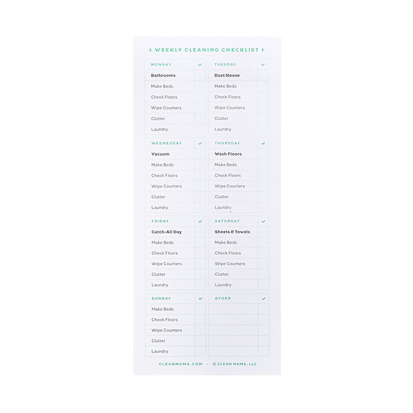 Clean Mama Quick Clean Checklist Notepad