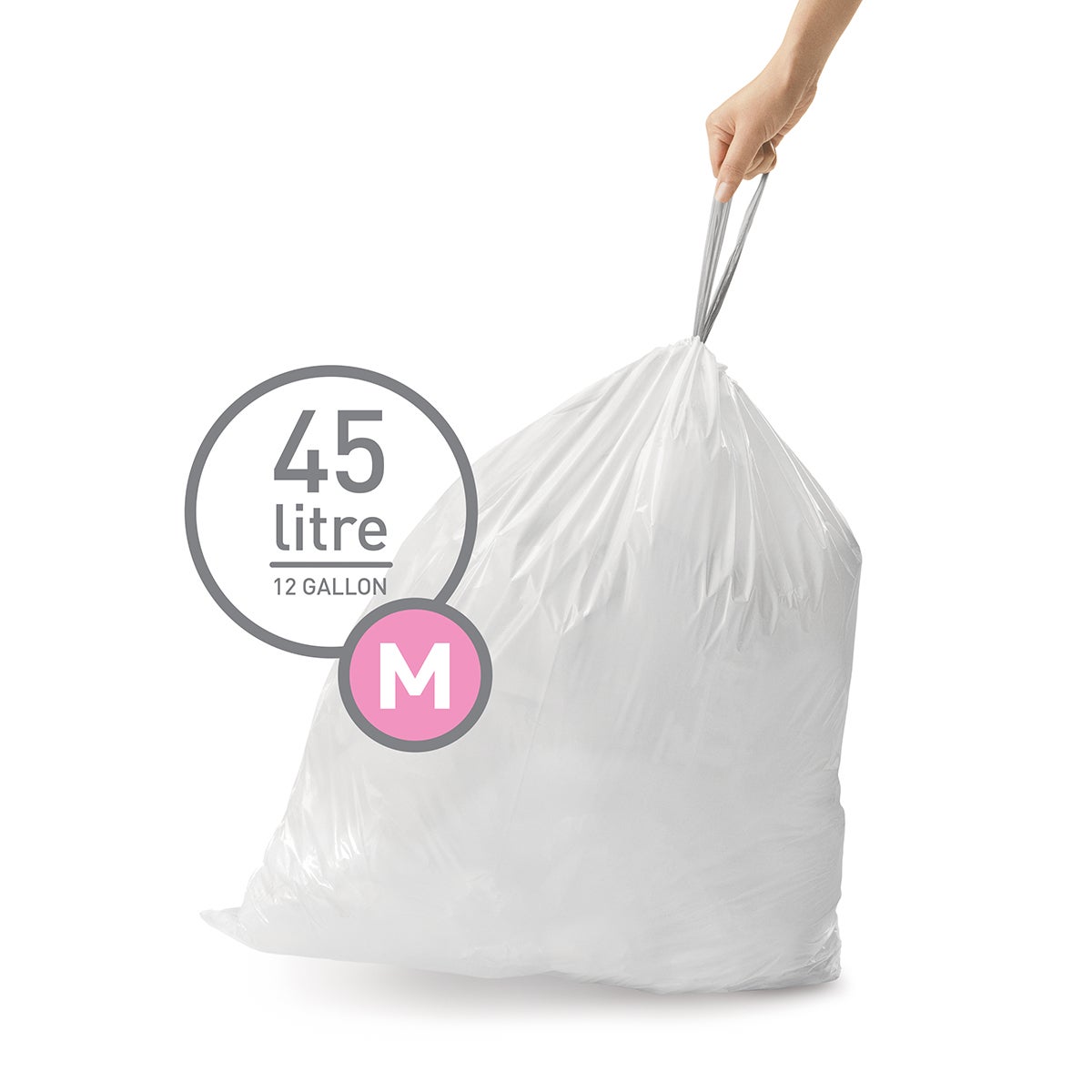 simplehuman 12 gal. Trash Bags 45 ltr. M Pkg/60