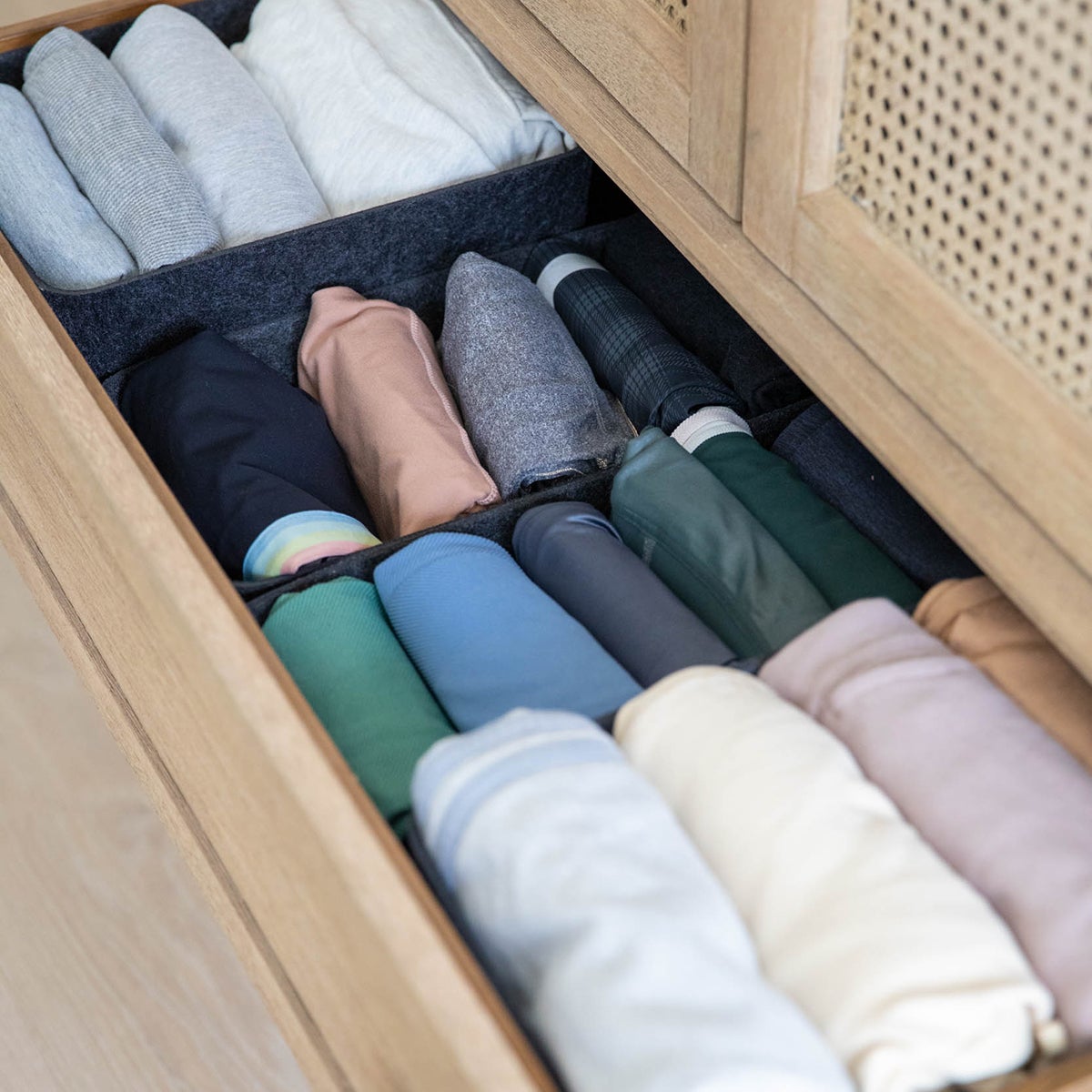 SortJoy Long Sculpted Bin & Lid The Container Store