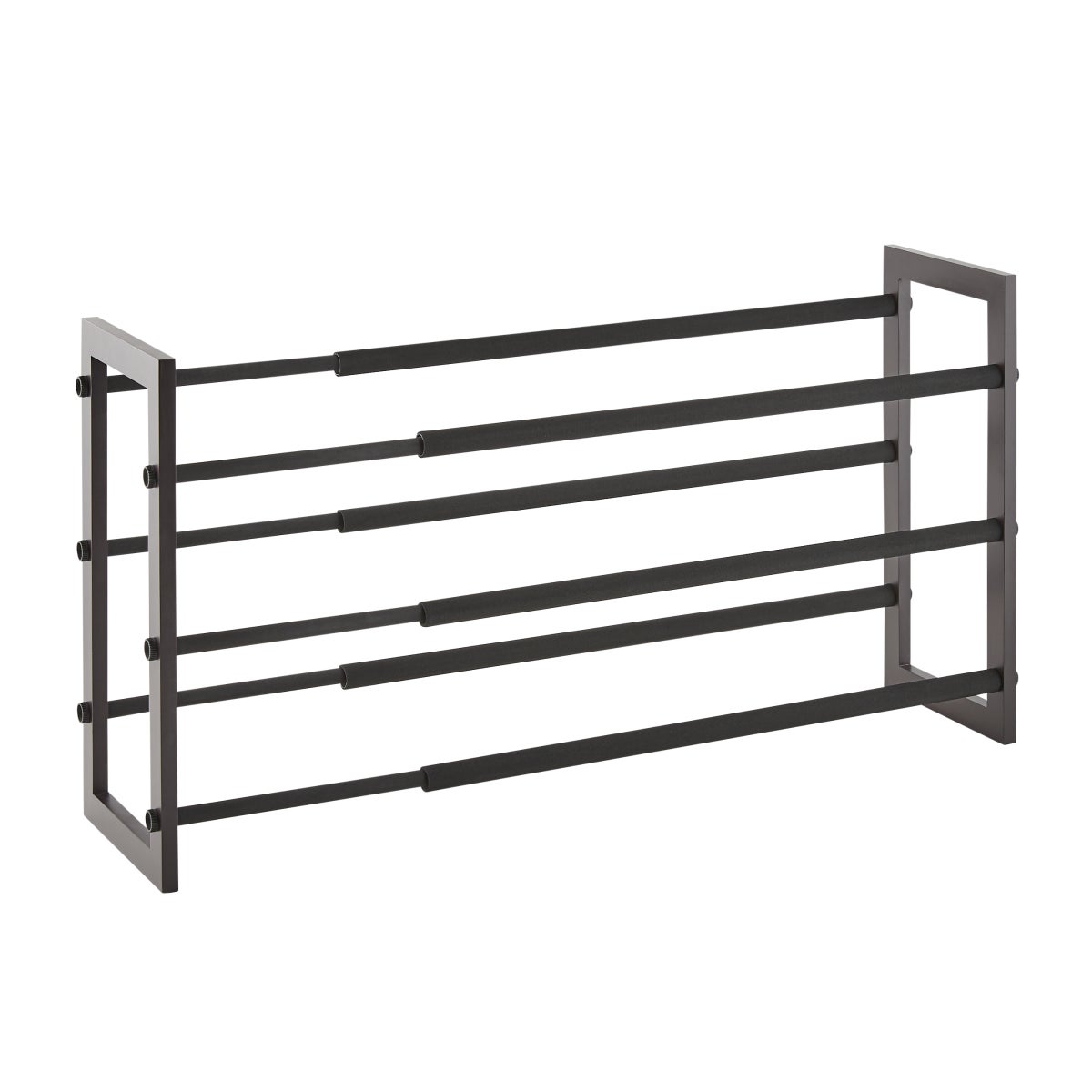 The Container Store 3-Tier Expandable Grippy Shoe Rack Walnut