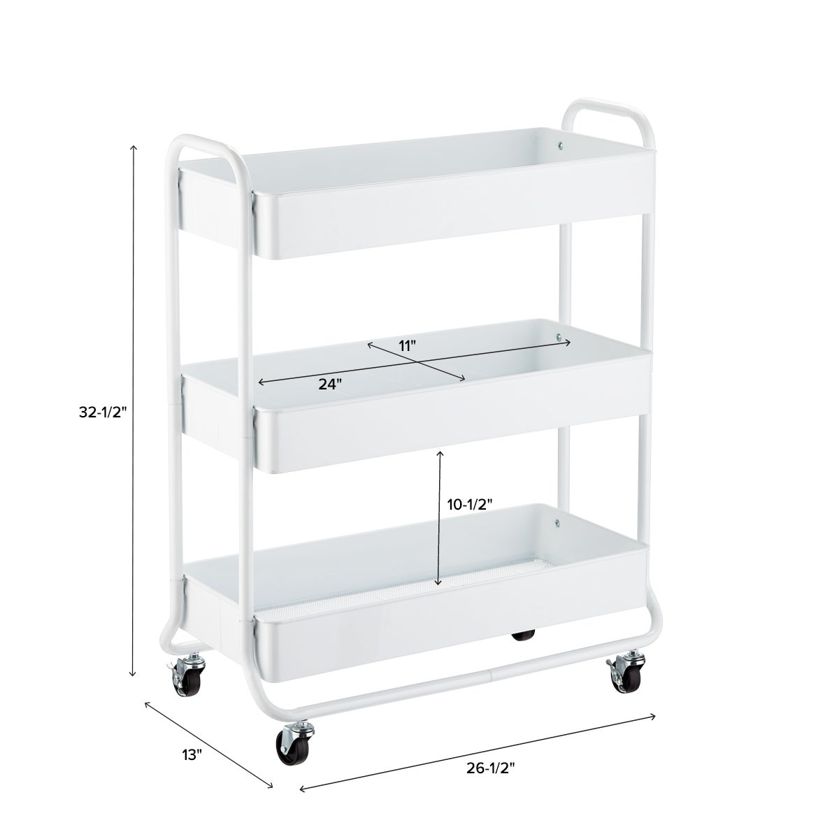 Large 3Tier Rolling Cart The Container Store