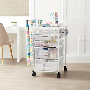Elfa Mesh Rolling Cart with Drawers