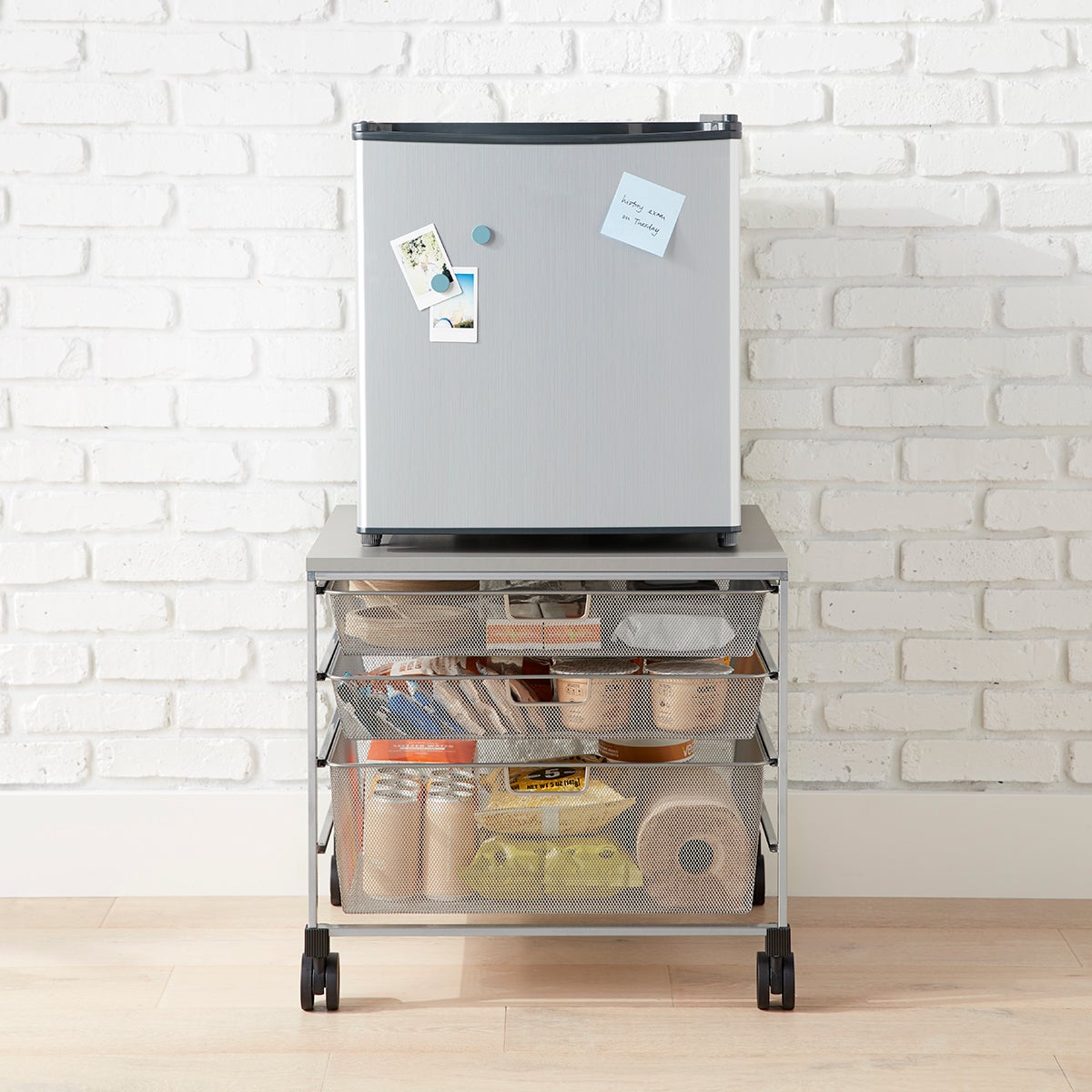 Elfa Mesh Rolling Cart With Drawers The Container Store