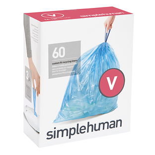 simplehuman Code V Custom Fit Drawstring Blue Recycling Trash Bag