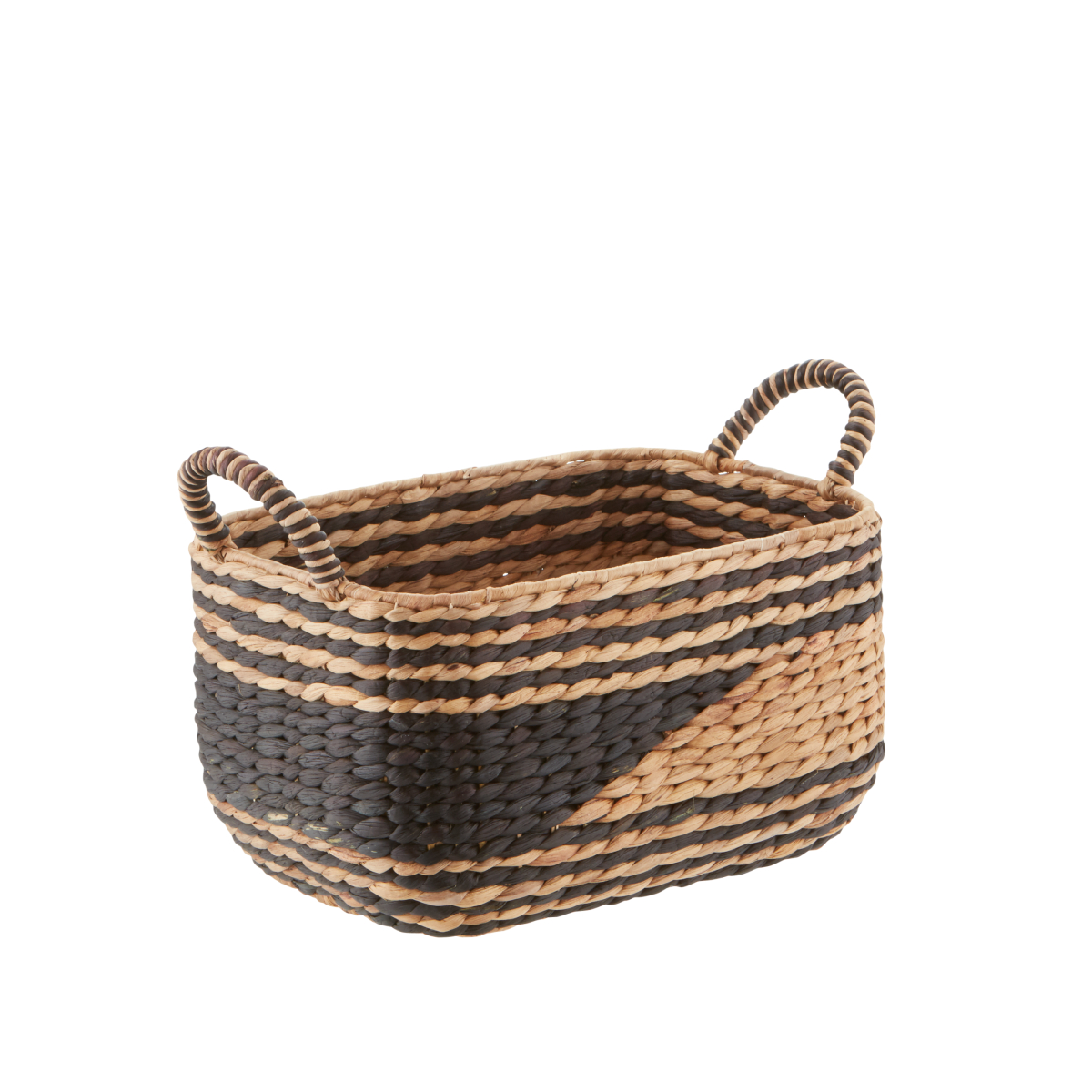 Small Water Hyacinth Basket w/ Handles Natural/Black