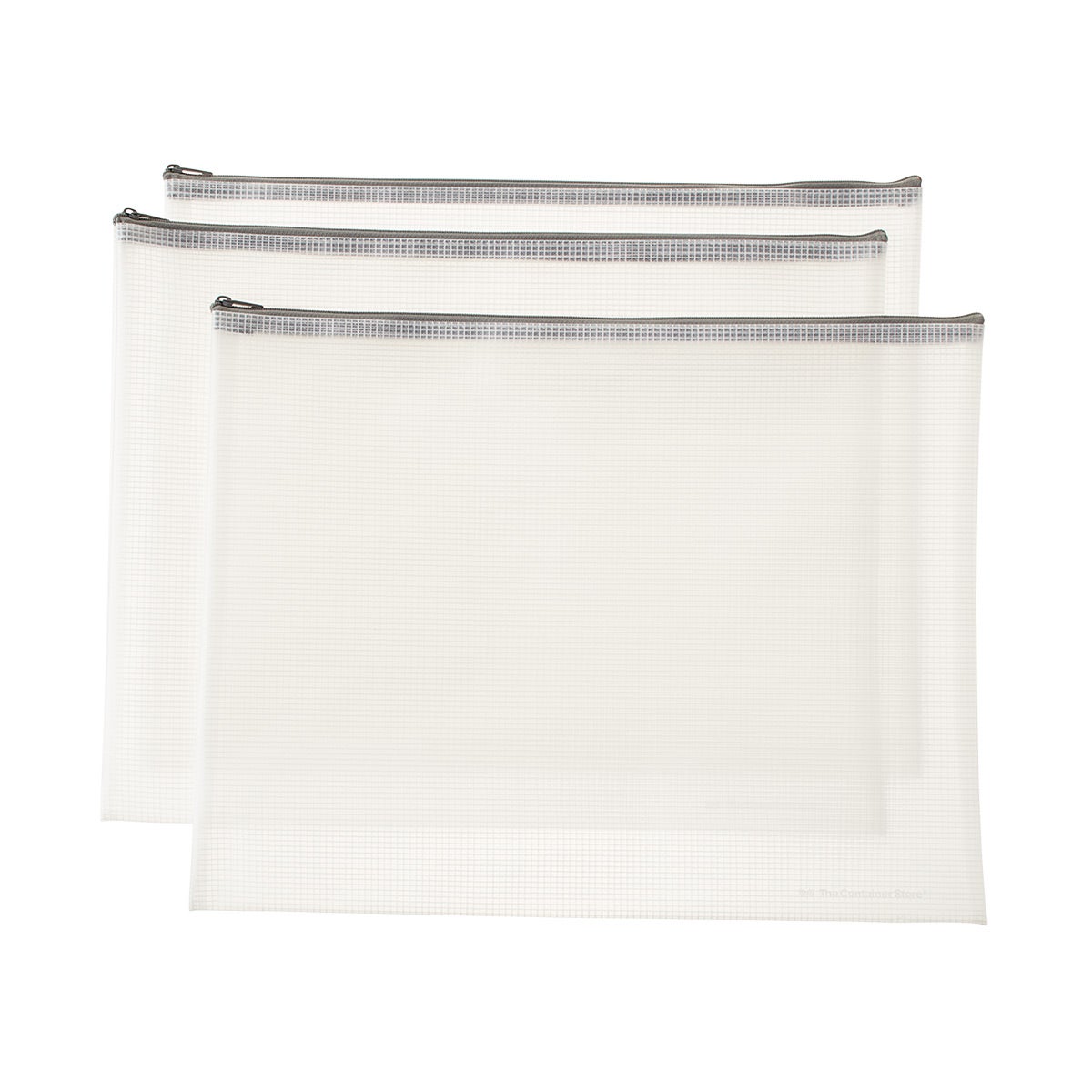 The Container Store Legal-Size Pouches Grey Pkg/3