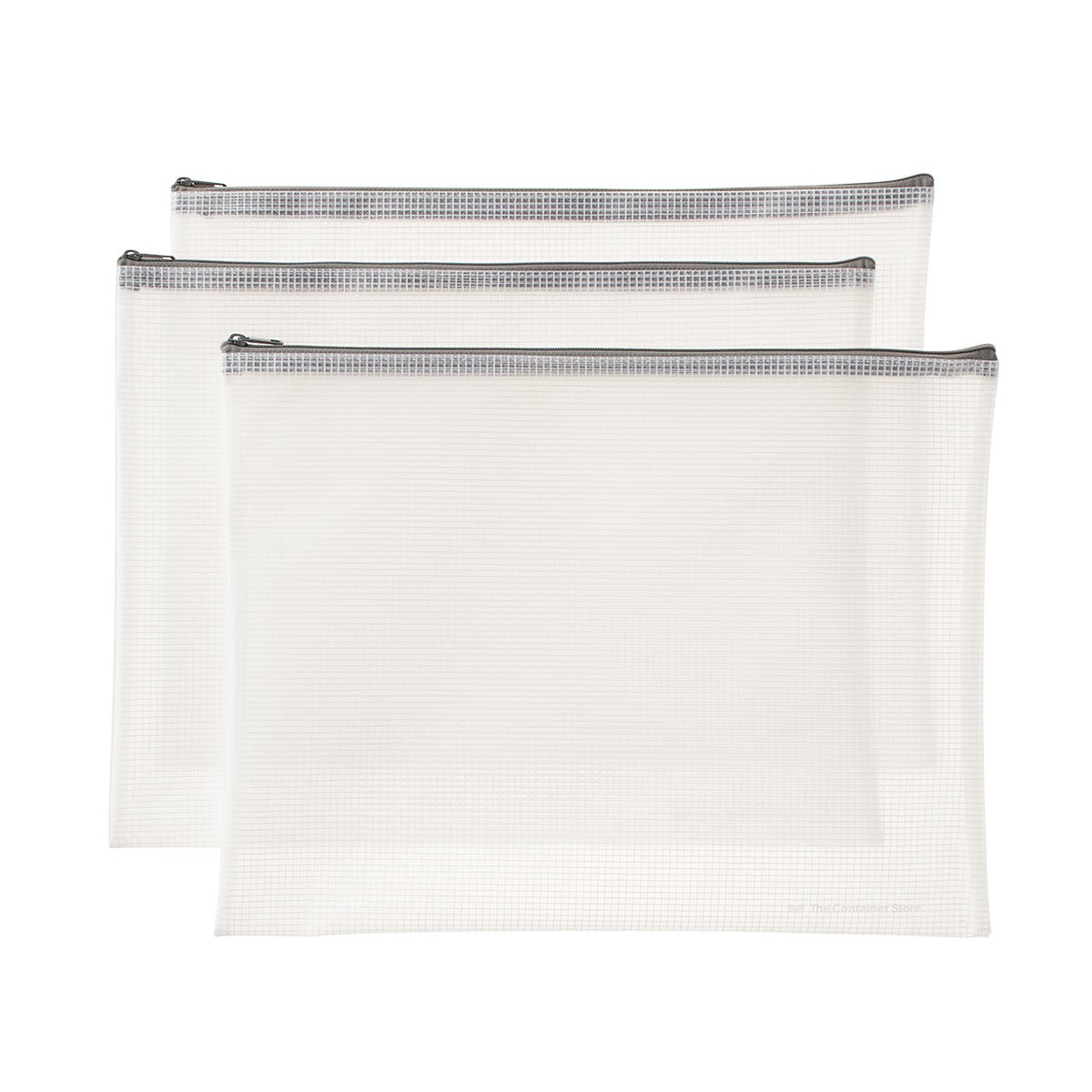 The Container Store Letter-Size Pouch Set Grey Pkg/3