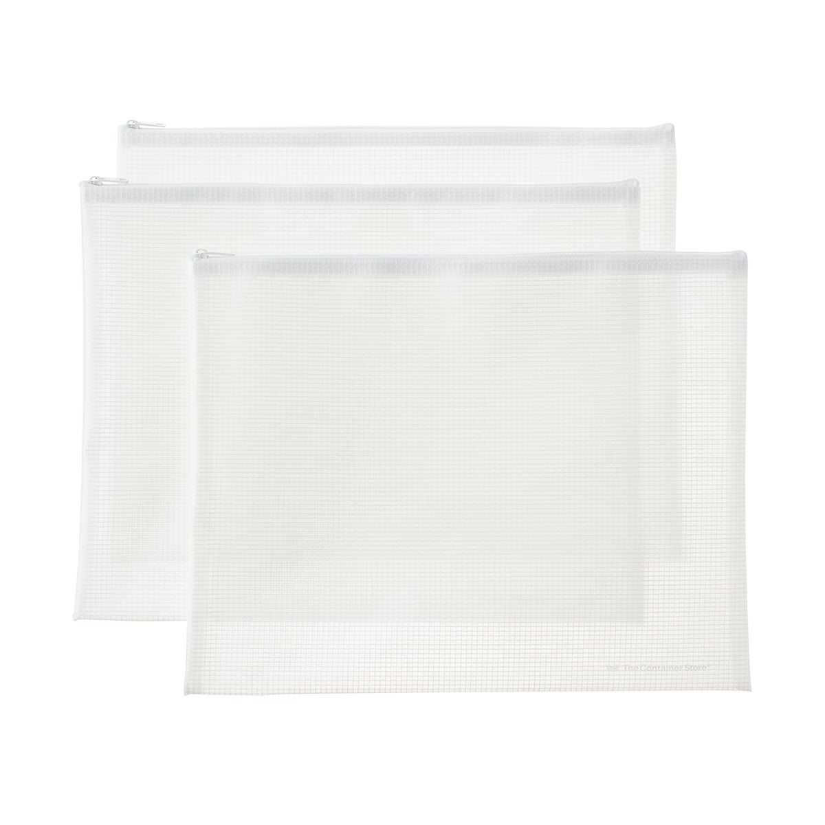 The Container Store Letter-Size Pouch Set White Pkg/3