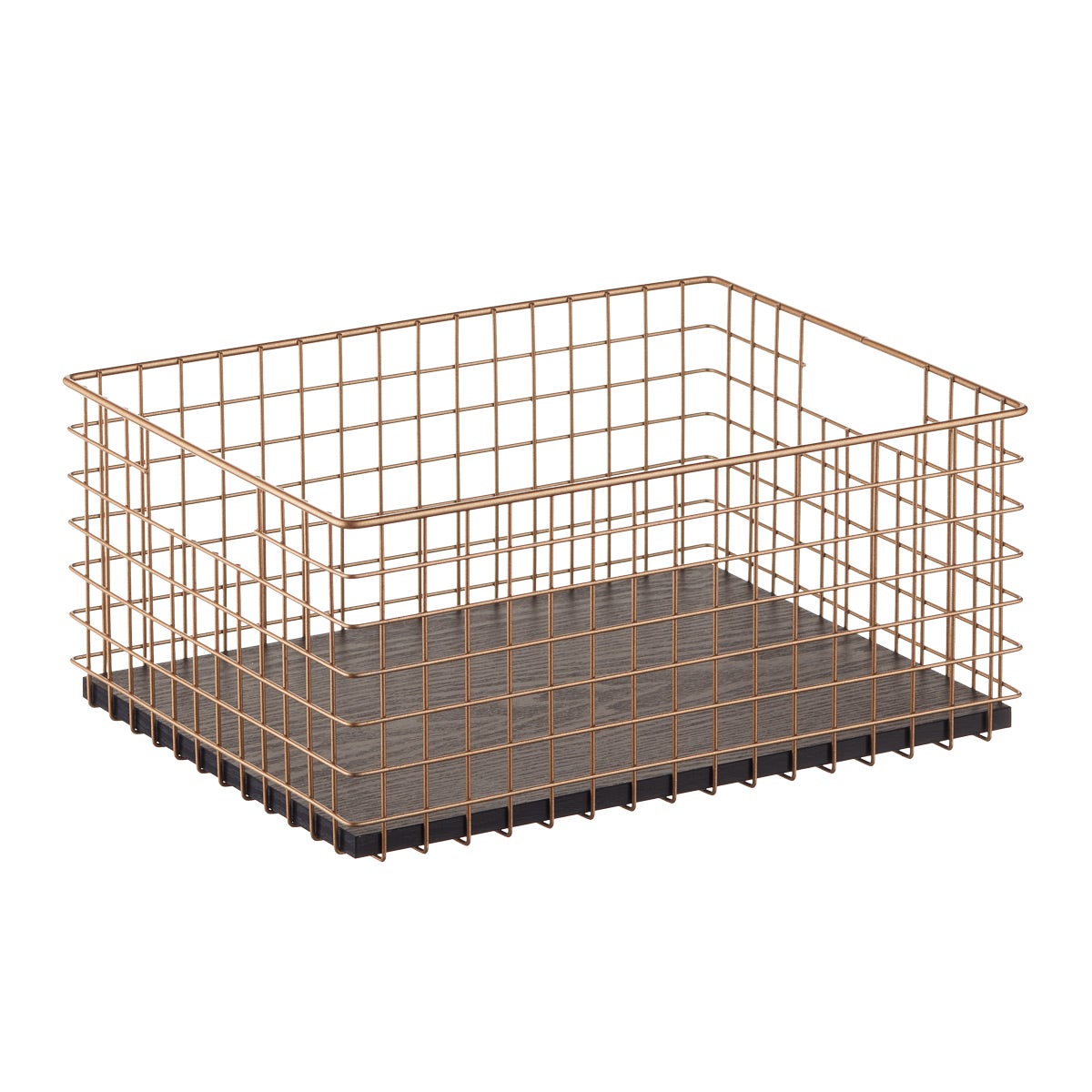 The Container Store Wide Maddox Wire Grid Bin Gold