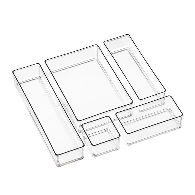 Clear Acrylic Stackable Drawer Organizers Set of 5