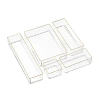 Clear Acrylic Stackable Drawer Organizers Set of 5