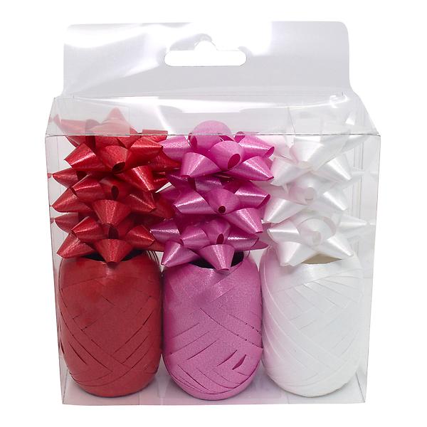 Curling Ribbon & Bows Red/White/Pink Pkg/12 | The Container Store