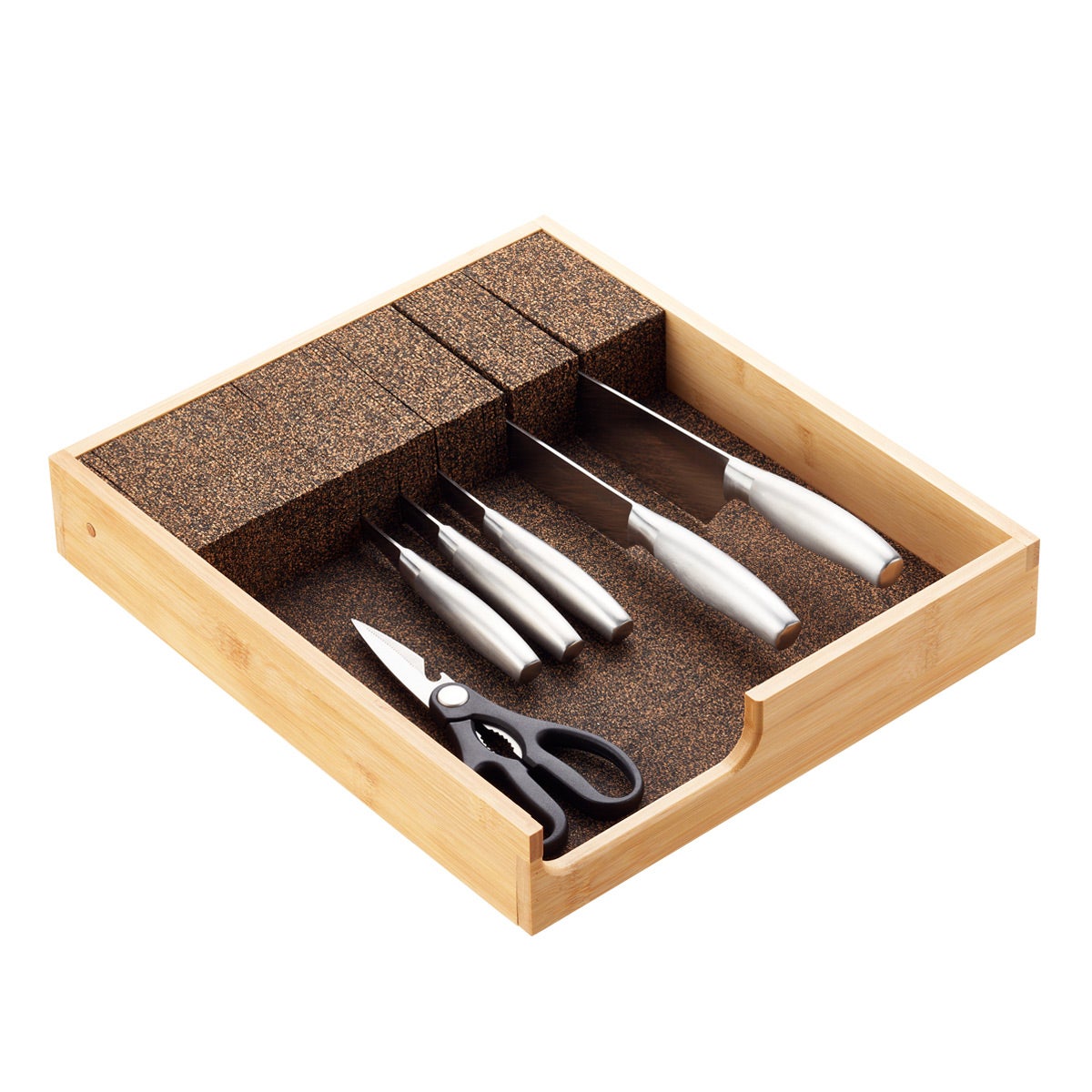 knifedock small bamboo in drawer knife dock