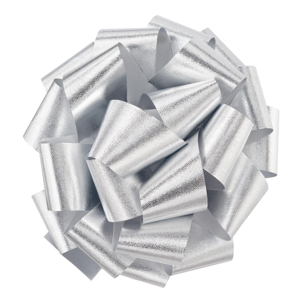 Textured Satin Pom Bow Silver