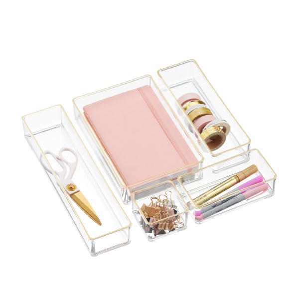 Clear Acrylic Stackable Drawer Organizers Set of 5 The Container Store