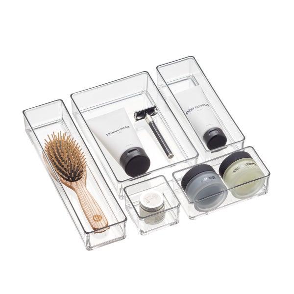 Clear Acrylic Stackable Drawer Organizers Set of 5 The Container Store