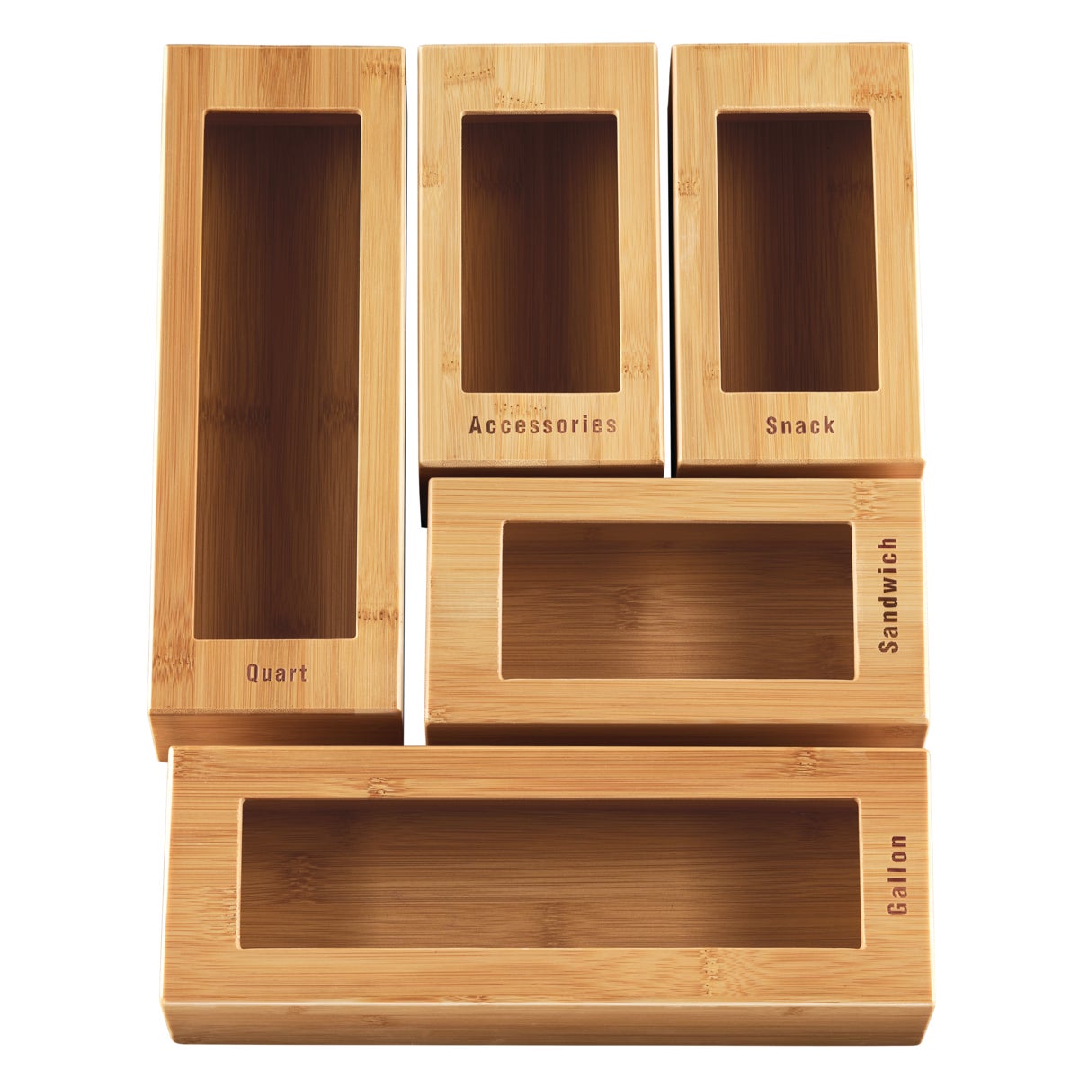 The Container Store Bamboo Plastic Bag Organizer Set of 5 The Container Store