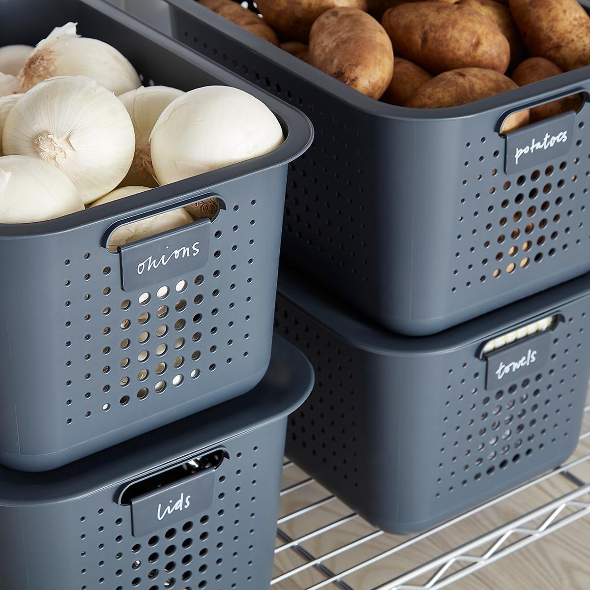 White Nordic Storage Baskets with Handles | The Container Store