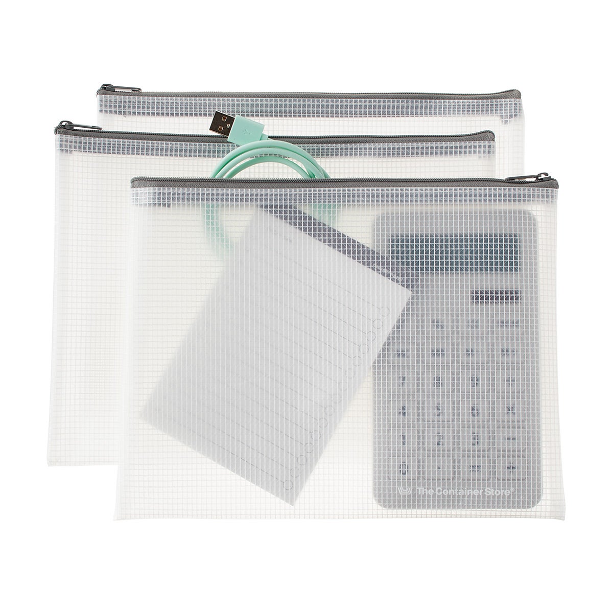 The Container Store LetterSize Pouch Set Pkg/3 The Container Store
