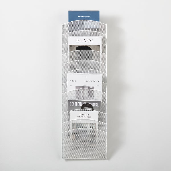 White 12-Pocket Mesh Wall Rack