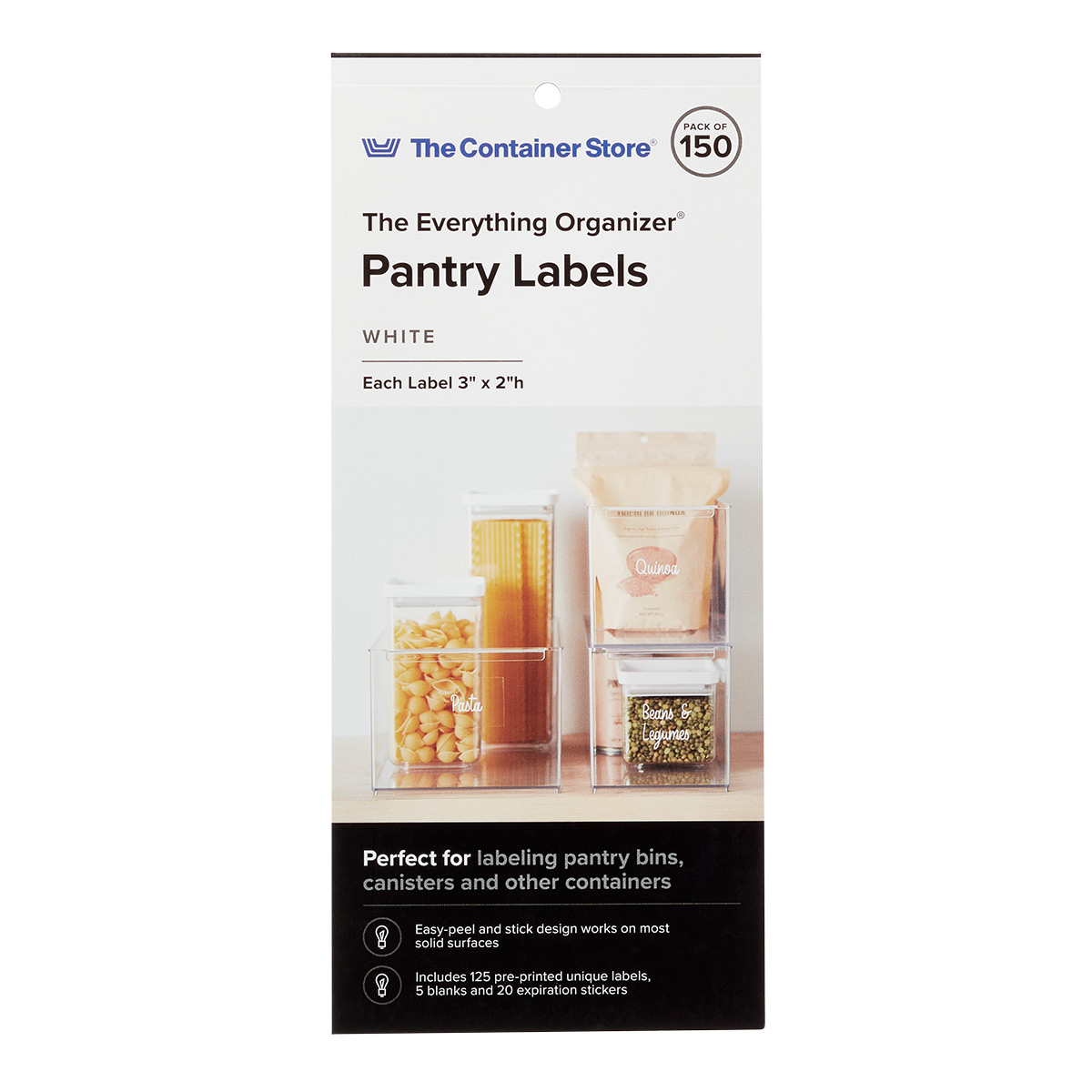 The Everything Organizer Pantry Labels Clear/White Pkg/150