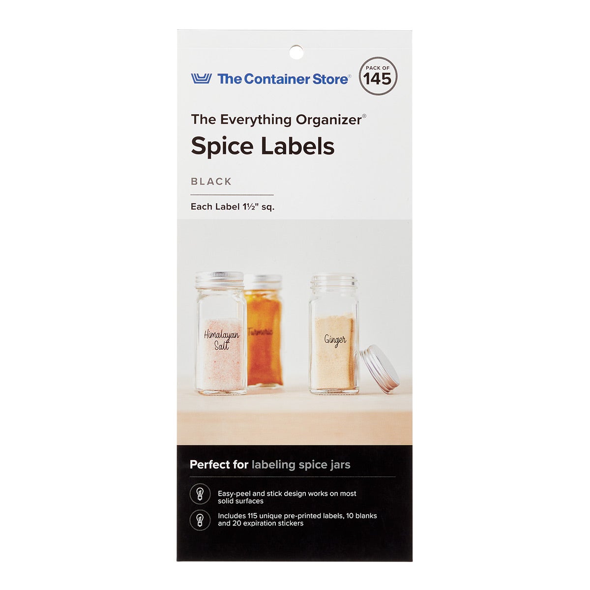 The Everything Organizer Spice Labels Clear/Black Pkg/145