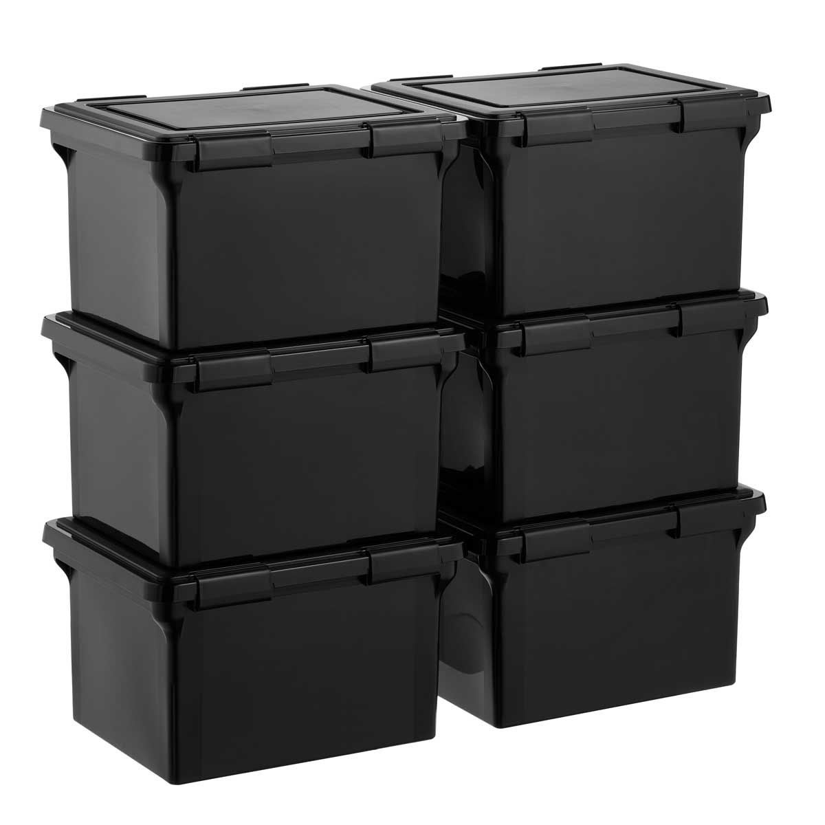 Case of 6 Weathertight File Boxes Black