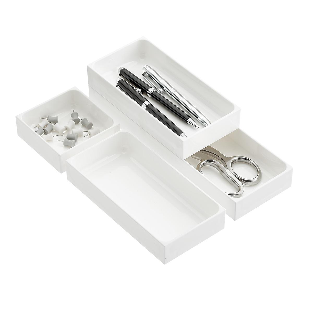 Shallow Black Stackable Drawer Organizers The Container Store